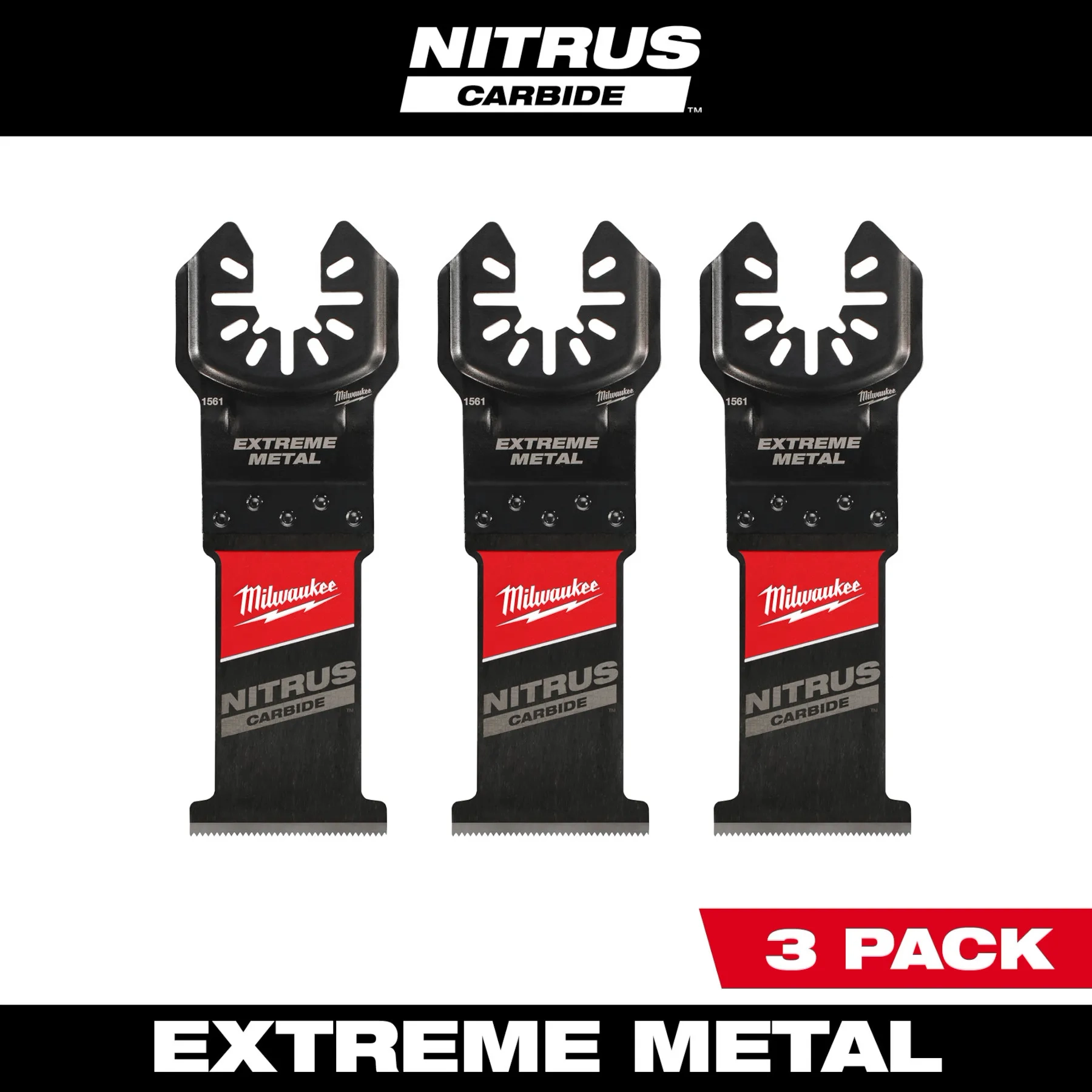 3 of the NITRUS CARBIDE™ Extreme Metal Universal Fit OPEN-LOK™ Multi-Tool Blades