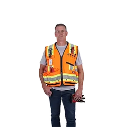 48-73-5165, 48-73-5166, 48-73-5167, 48-73-5168 - Class 2 Surveyor's High Visibility Orange Safety Vest - L/XL