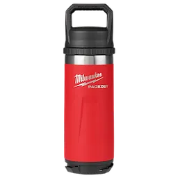 Image of the Milwaukee PACKOUT 18oz Insulated Bottle with Chug Lid in red