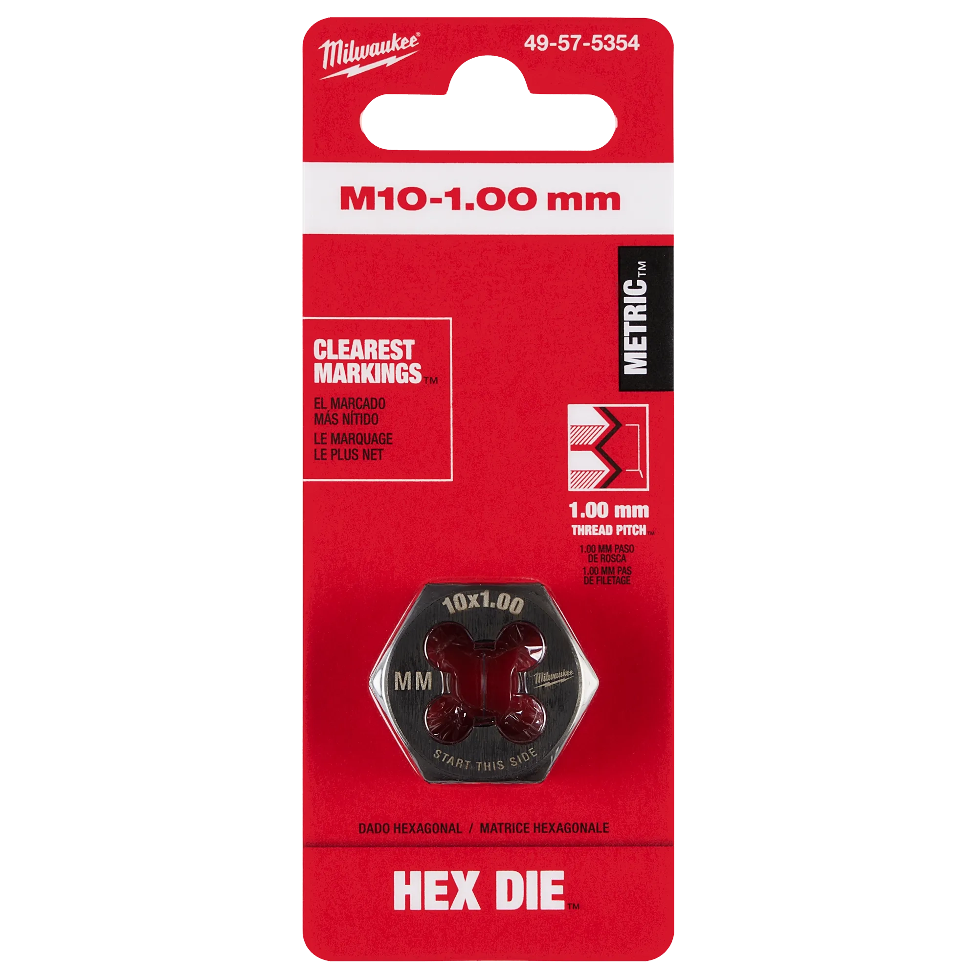 M10-1.00 mm 1-Inch Hex Threading Die in its packaging