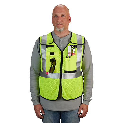 AR/FR Cat. 1 Class 2 Breakaway High Visibility Yellow Mesh Safety Vest ...